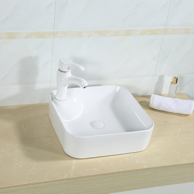 Bacia branca superior contrária Não-porosa do quadrado de superfície liso do dissipador do banheiro
