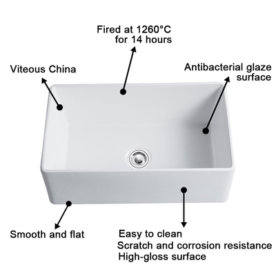 Polegada cerâmica branca 30&quot; da banca da cozinha 30 da casa da quinta avental Front Sink White Drop In